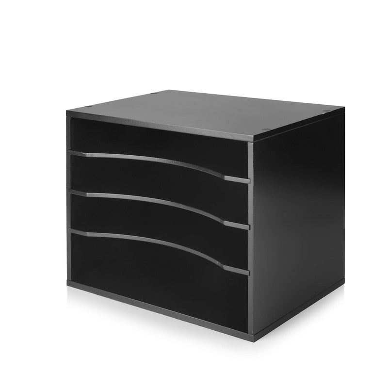 EMERIT Paper Organzier Wood Desktop Organizer Storage Letter Tray File Sorter with Adjustable Shelves for Home Office - Image 3